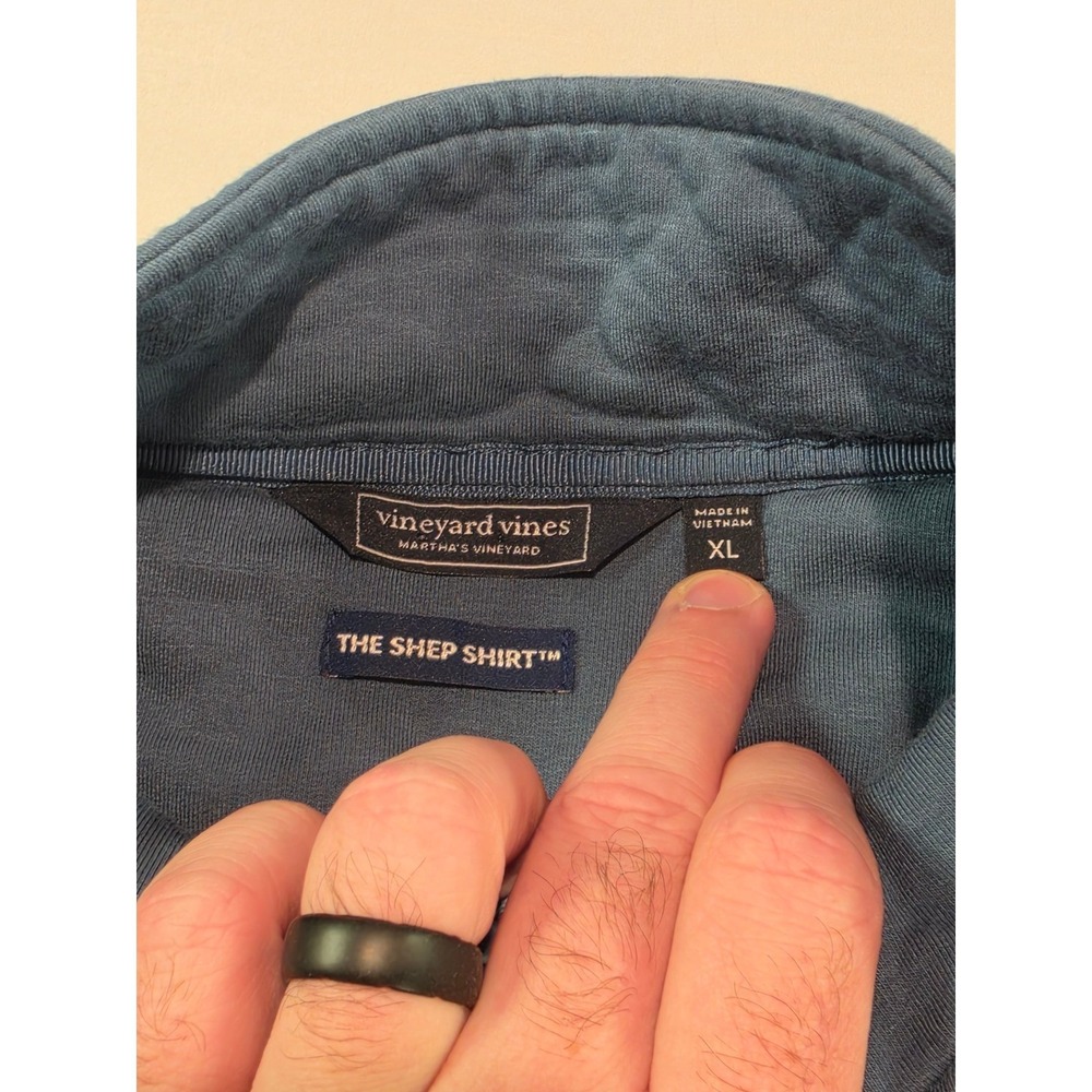 Vineyard Vines Shep Shirt Womens XL Blue Gray Quarter Zip Pullover Thumbholes - Picture 3 of 9